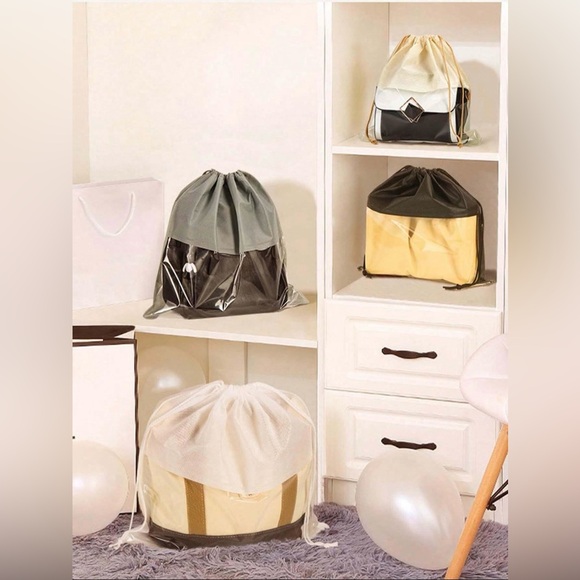 Dust Bags. 4 Piece Set of Black Drawstring Dust Proof Handbag Covers. NEW! - Picture 5 of 10